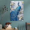 Elegant Peacock And White Magnolias Painting Portrait Canvas Wall Art