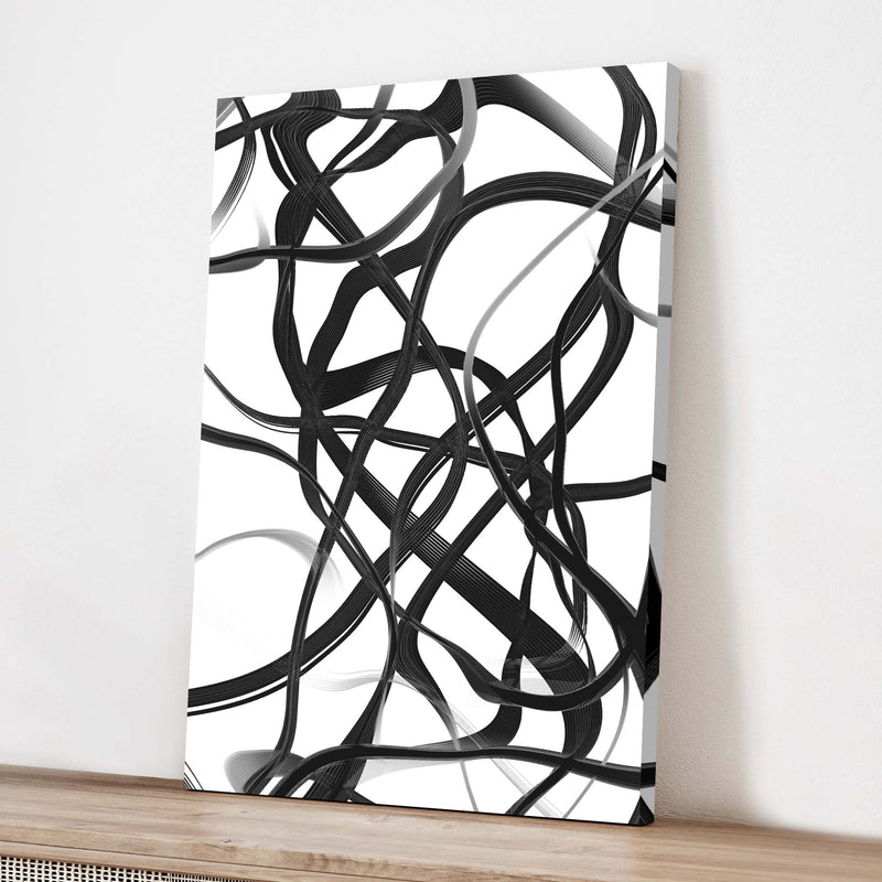 Abstract Line Black White Canvas Wall Art
