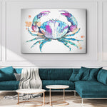Coastal Crab Watercolor Canvas Wall Art