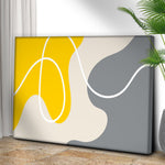 Abstract Line Yellow And Grey Canvas Wall Art