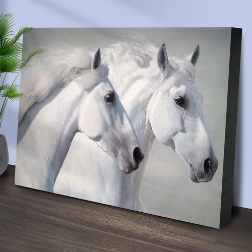 Galloping White Horses Canvas Wall Art