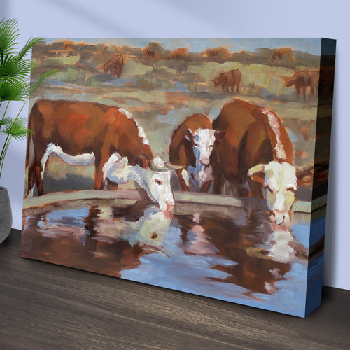 Watercolor Hereford Cattle Canvas Wall Art
