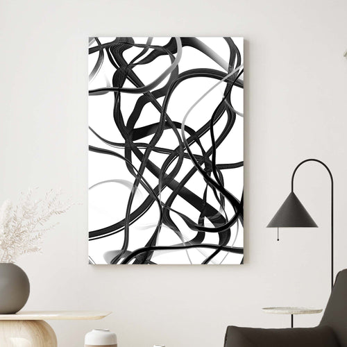 Abstract Line Black White Canvas Wall Art