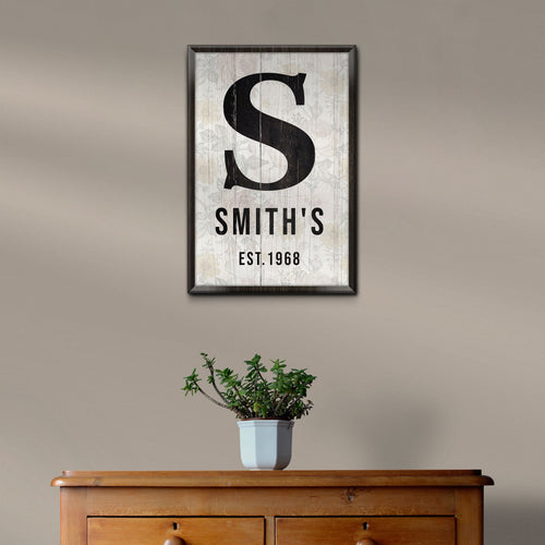 Family Name Portrait Monogram Sign