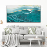 Teal Big Ocean Wave Canvas Wall Art