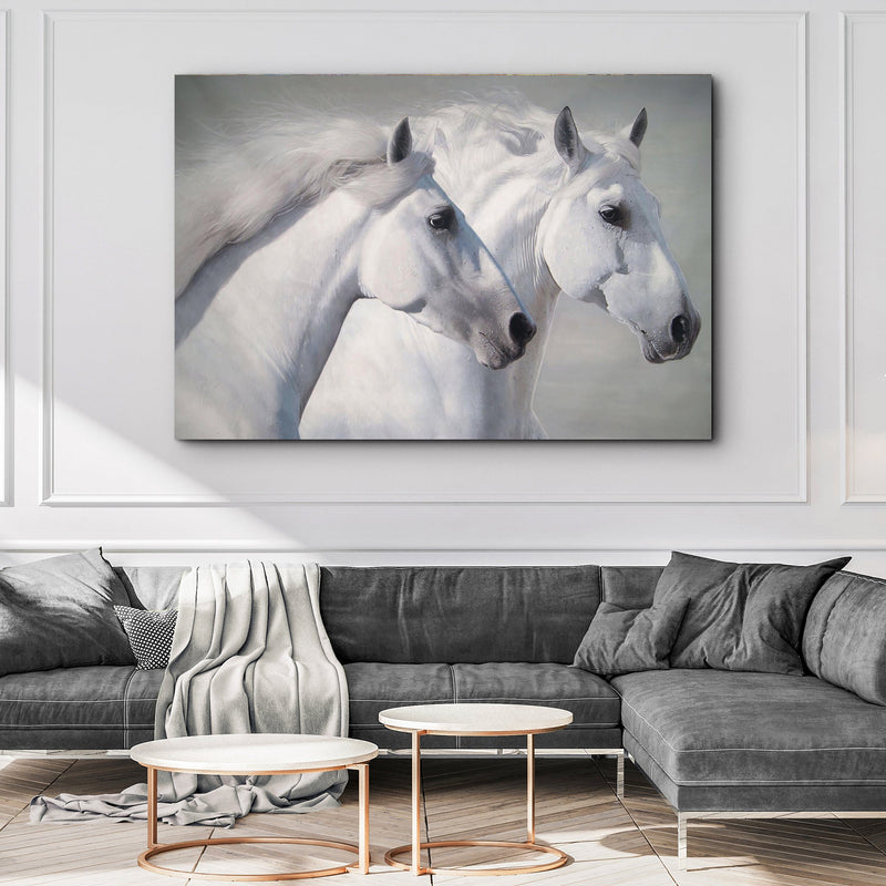 Galloping White Horses Canvas Wall Art