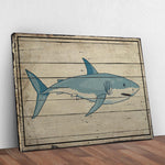 Grey Reef Shark On Wood Canvas Wall Art