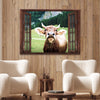 Cattle On Window Canvas Wall Art