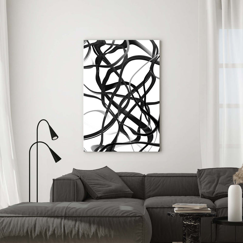 Abstract Line Black White Canvas Wall Art