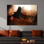 Flying Raven At Sunset Canvas Wall Art