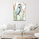 Heron In The Reeds Canvas Wall Art II