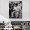 Black And White Highland Cow Portrait Canvas Wall Art