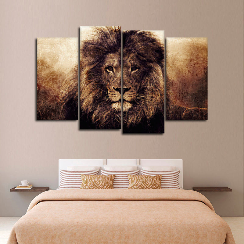 Grunge Lion Head Wall Art