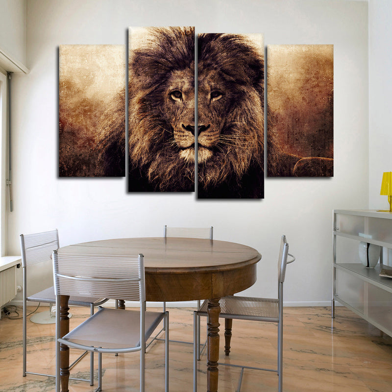 Grunge Lion Head Wall Art