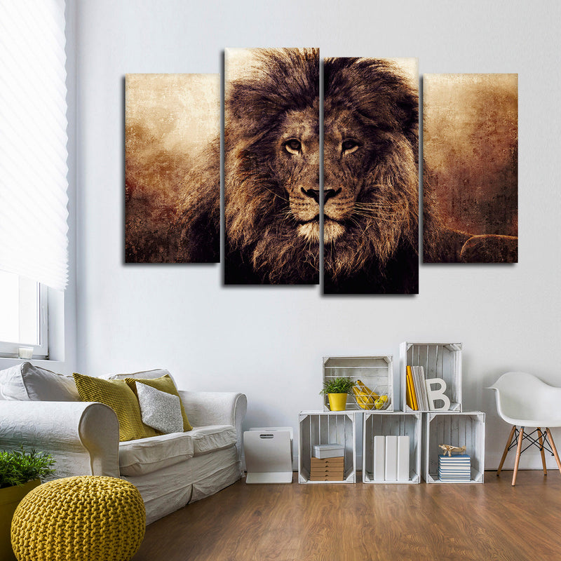 Grunge Lion Head Wall Art