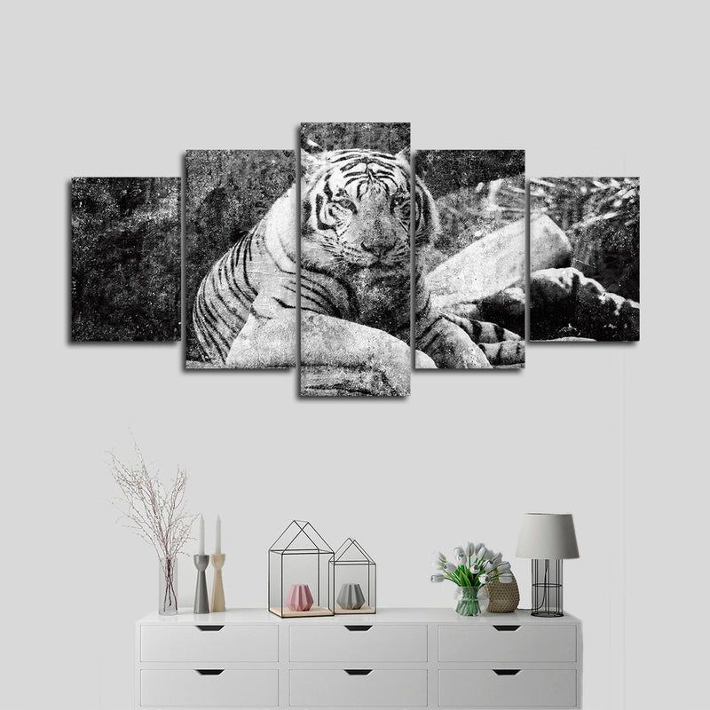Textured White Tiger Wall Art