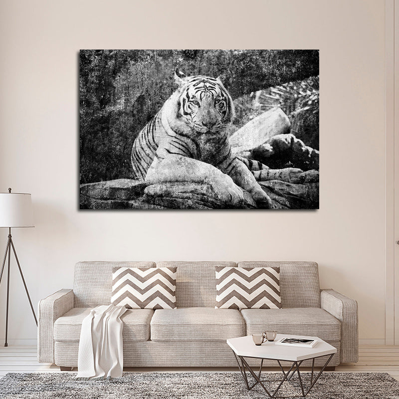 Textured White Tiger Wall Art