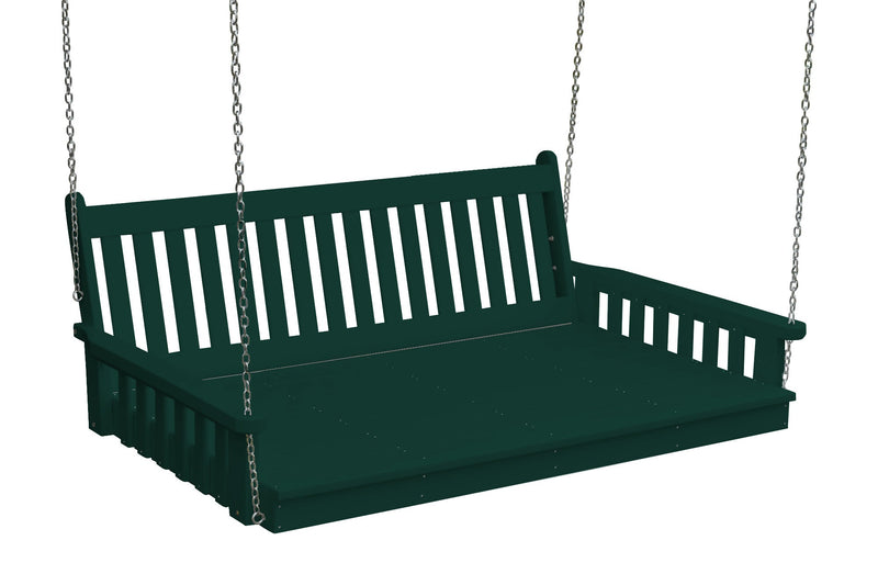 Keystone Amish Co. 6 Foot Franklin Recycled Plastic Swing Bed, Turf Green