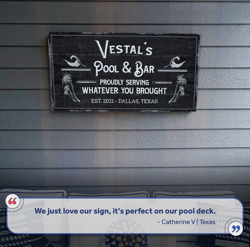 Personalized Rustic Pool And Bar Sign II