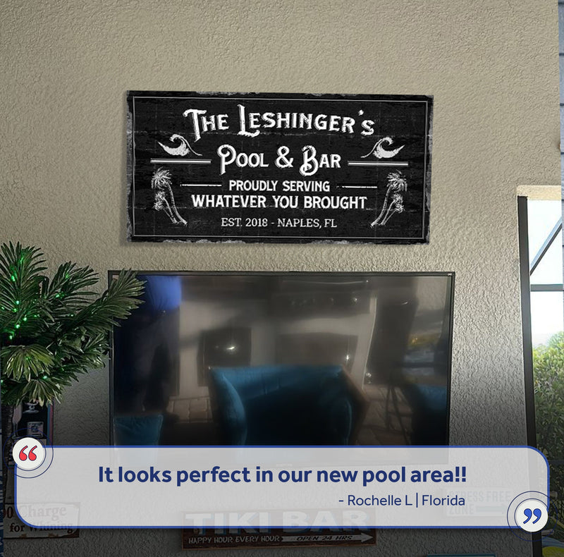 Personalized Rustic Pool And Bar Sign II
