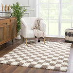 Atira Brown Checkered Area Rug