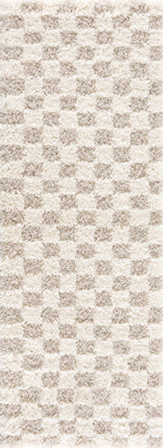 Atira Light Brown Checkered Area Rug