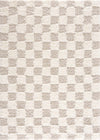 Atira Light Brown Checkered Area Rug