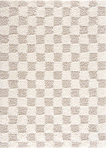 Atira Light Brown Checkered Area Rug