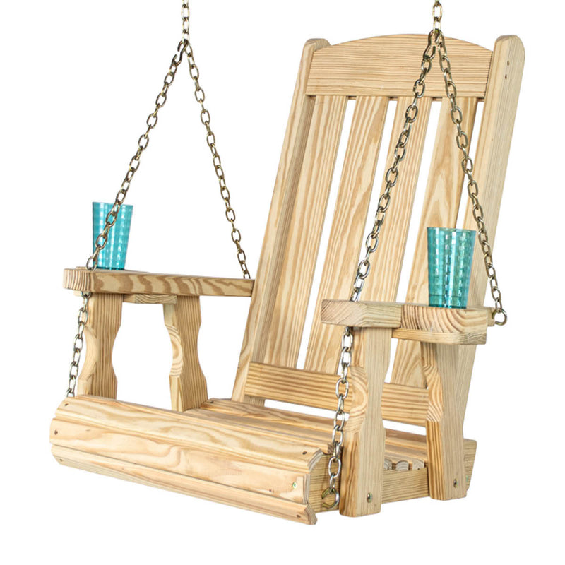Amish Casual Heavy Duty Outdoor Wood Swing Chair in Unfinished