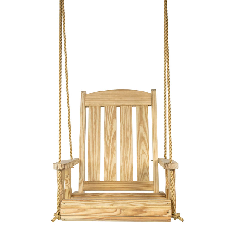 Amish Casual Heavy Duty Outdoor Wood Swing Chair in Unfinished