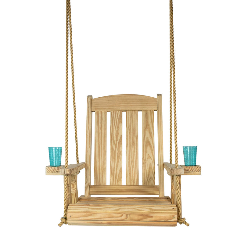 Amish Casual Heavy Duty Outdoor Wood Swing Chair in Unfinished
