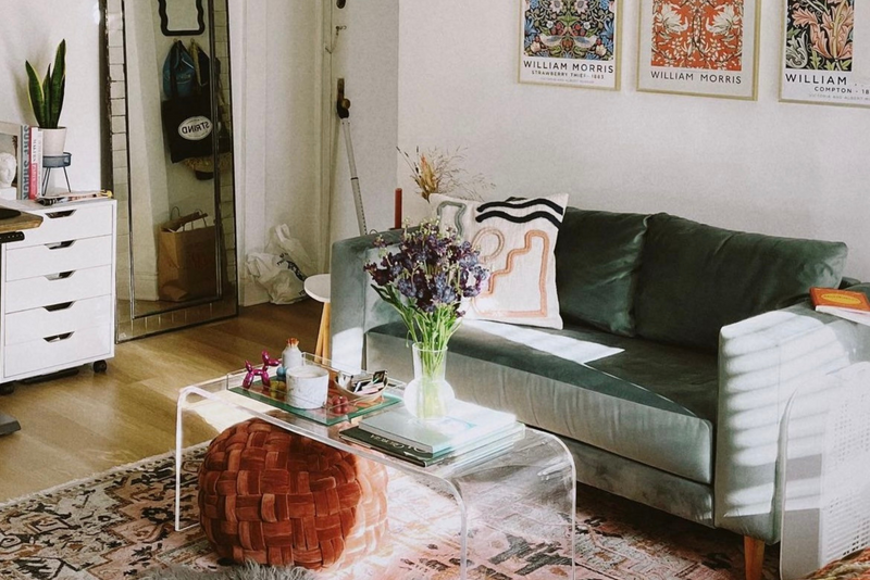 The Essential Loveseat Sectional in Recycled Velvet