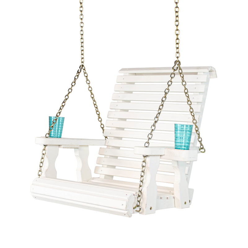 Amish Casual Heavy Duty Solid White Stain Roll Back Swing Chair