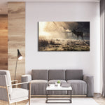 Wild Deer In Snow Wall Art