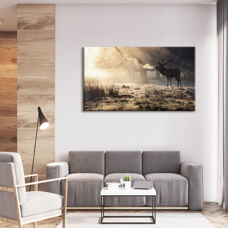 Wild Deer In Snow Wall Art