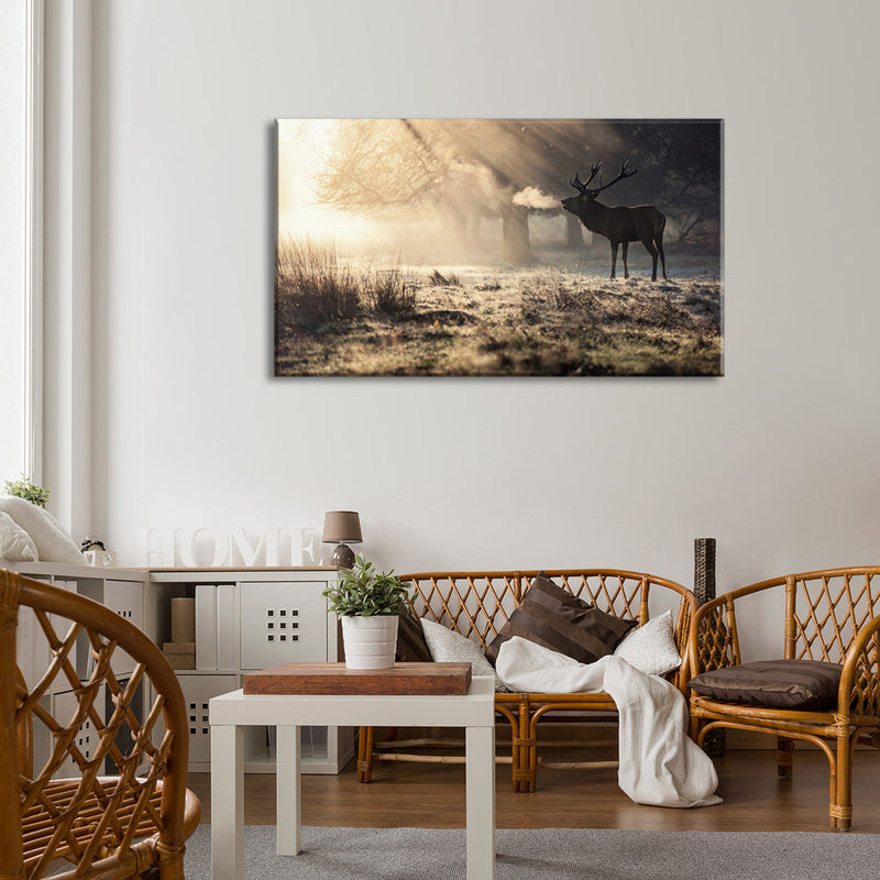Wild Deer In Snow Wall Art