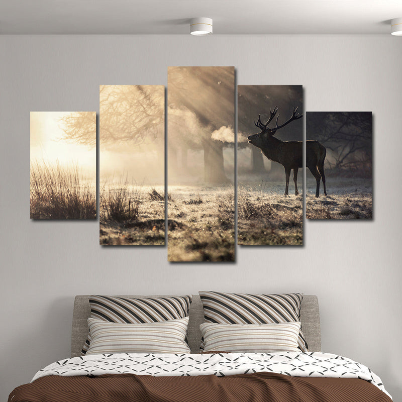 Wild Deer In Snow Wall Art