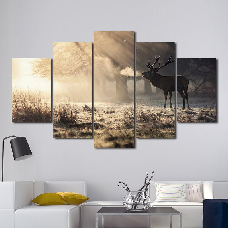 Wild Deer In Snow Wall Art