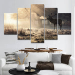 Wild Deer In Snow Wall Art