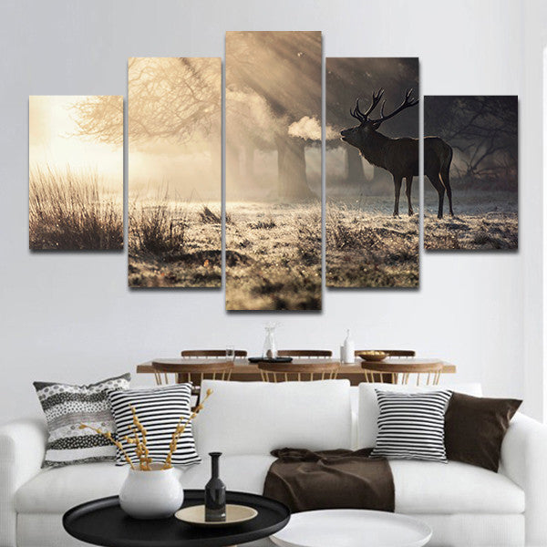 Wild Deer In Snow Wall Art