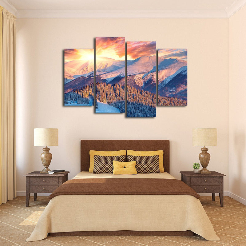Snowy Mountain Sunrise Wall Art