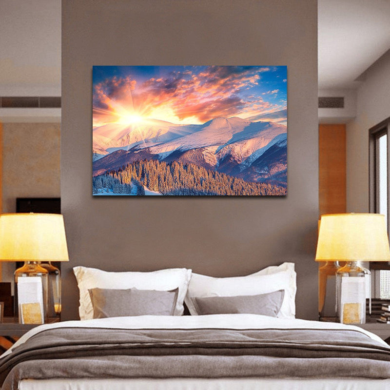 Snowy Mountain Sunrise Wall Art
