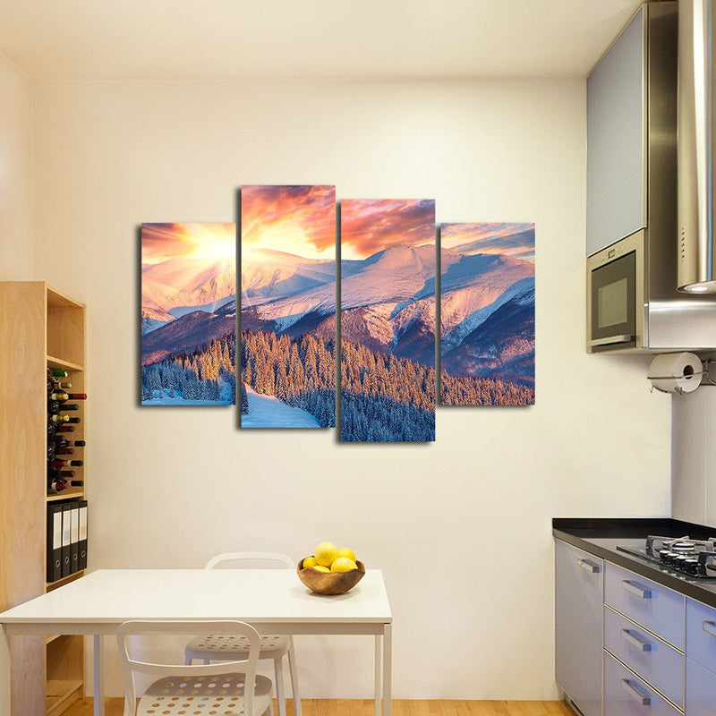 Snowy Mountain Sunrise Wall Art