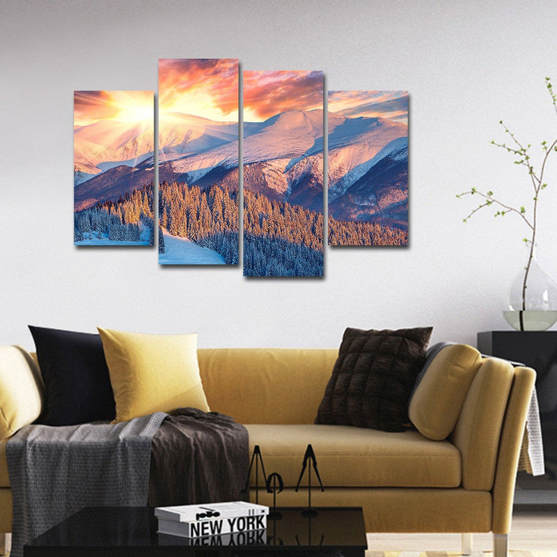 Snowy Mountain Sunrise Wall Art