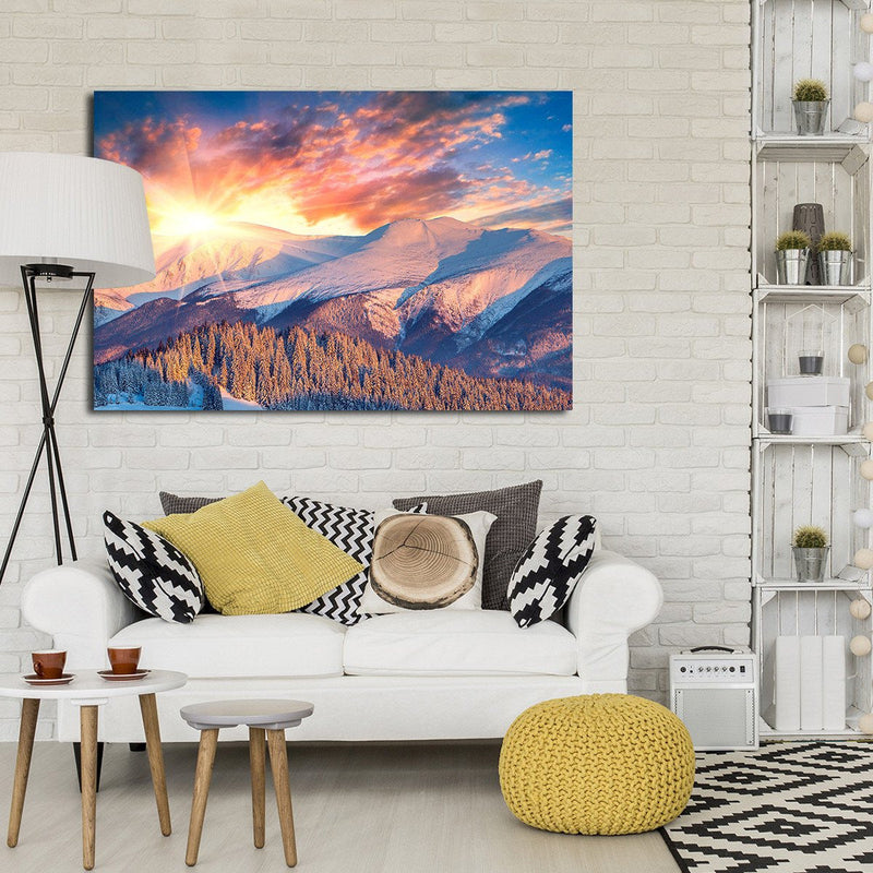 Snowy Mountain Sunrise Wall Art