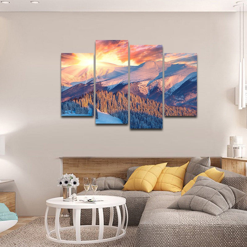 Snowy Mountain Sunrise Wall Art
