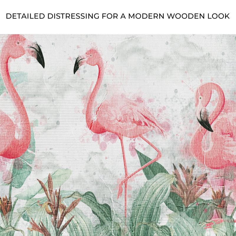 Forest Flamingo Painting Canvas Wall Art