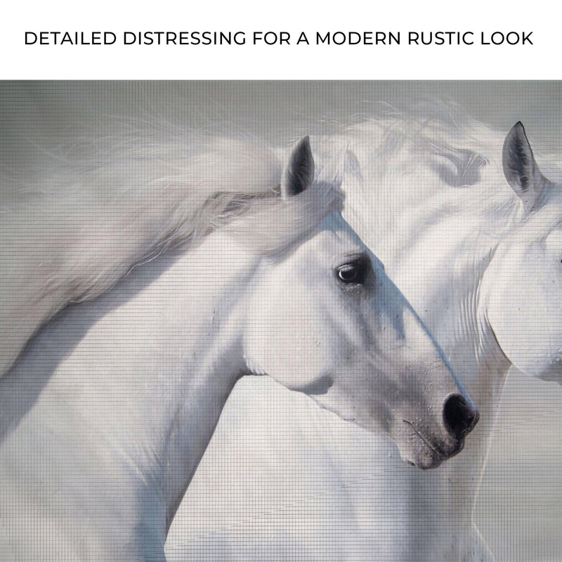 Galloping White Horses Canvas Wall Art