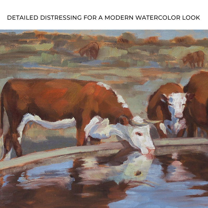 Watercolor Hereford Cattle Canvas Wall Art
