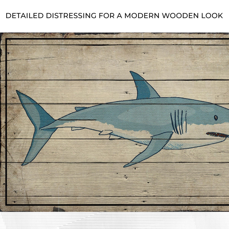 Grey Reef Shark On Wood Canvas Wall Art